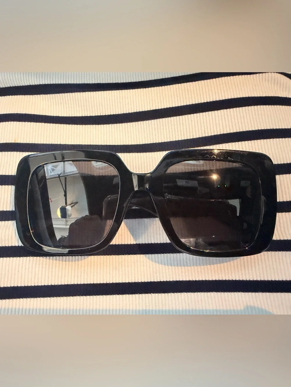 Dior Black Gloss Frame Sunglasses with Gold Logo